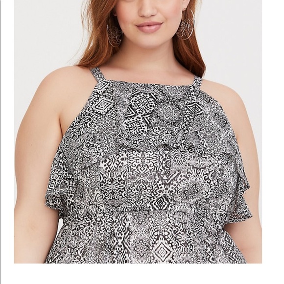 Torrid Maxi Ikot Chiffon Black White Dress 2 - Picture 7 of 7